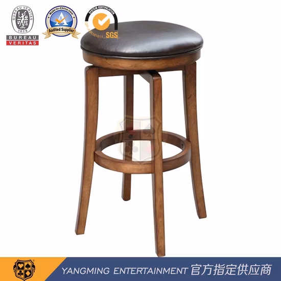 Imported Solid Wood Swivel Bar Chair Natural Environmentally Friendly Oak Casino Hotel High Bar Dining Chair