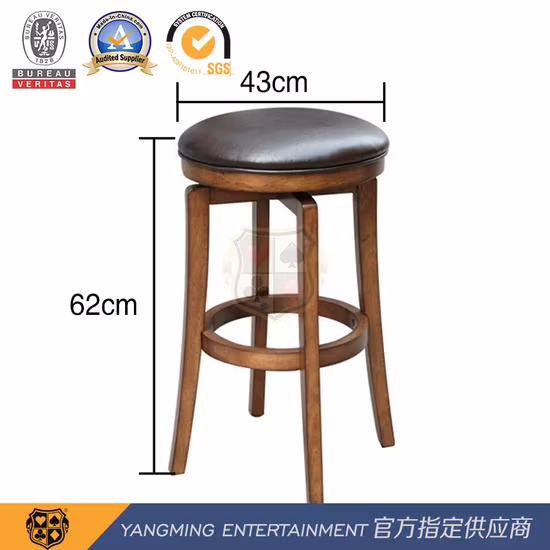 Imported Solid Wood Swivel Bar Chair Natural Environmentally Friendly Oak Casino Hotel High Bar Dining Chair