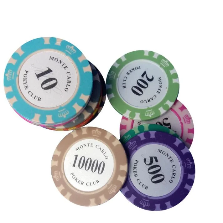 Crown Pattern 14G Clay Poker Chips for Gambling Casino Game with Gold Foil Sticker